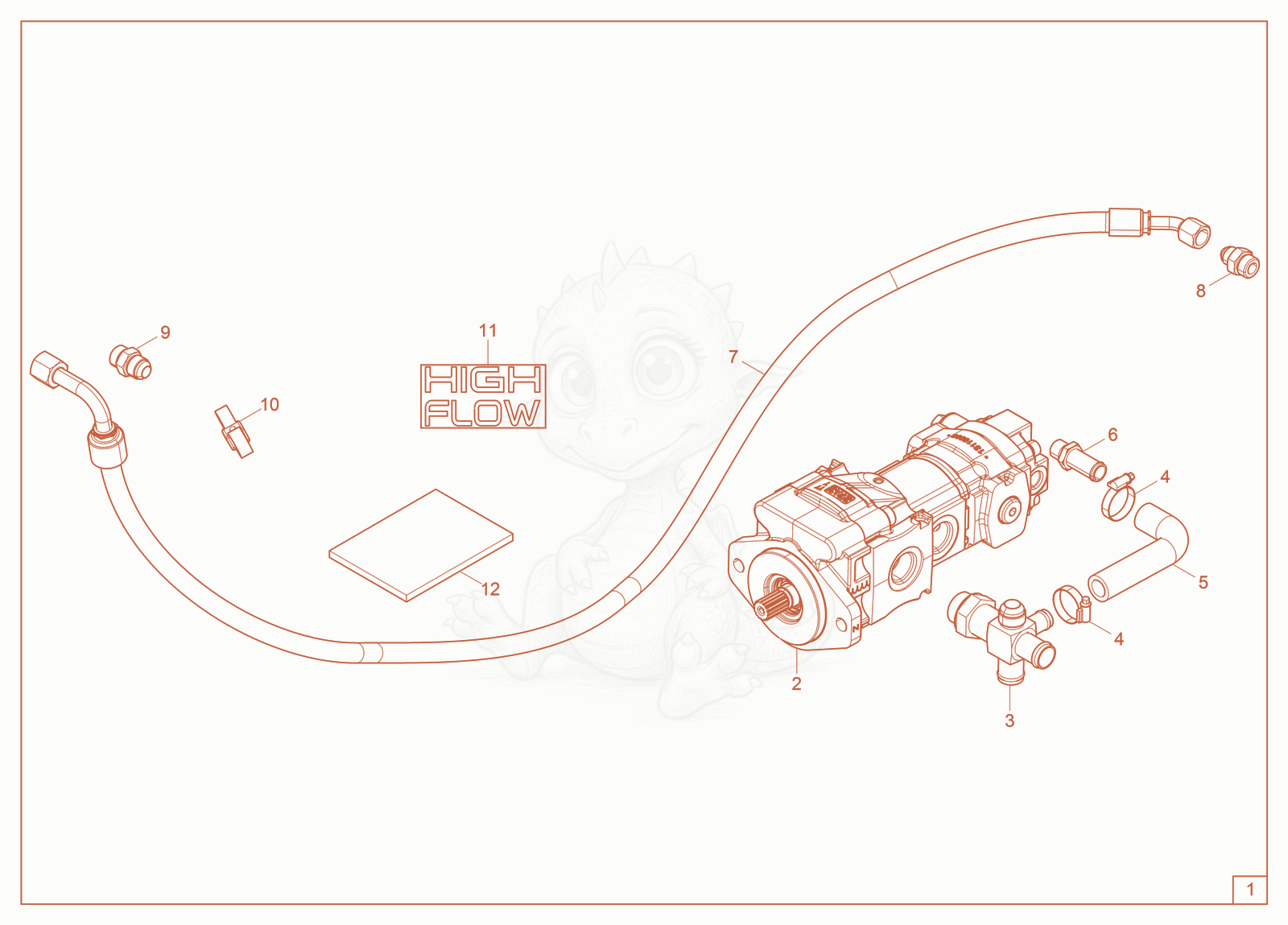 Exploded parts diagram of the Kit—Gear Pump (High Flow) of a Wacker Neuson ST50, with numbered balloons