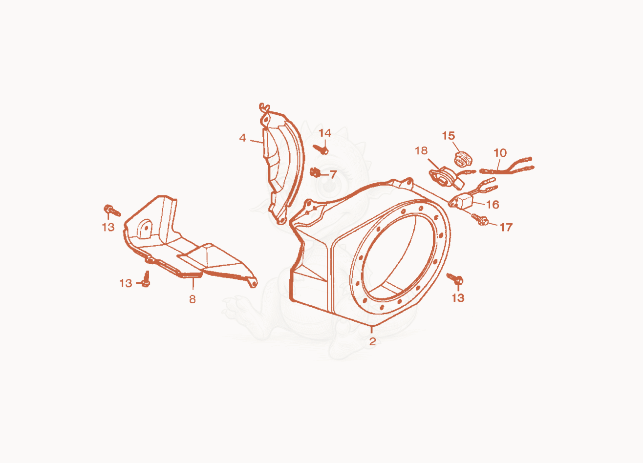 Exploded parts diagram of the Blower Housing of a Wacker Neuson GV2500A, with numbered balloons