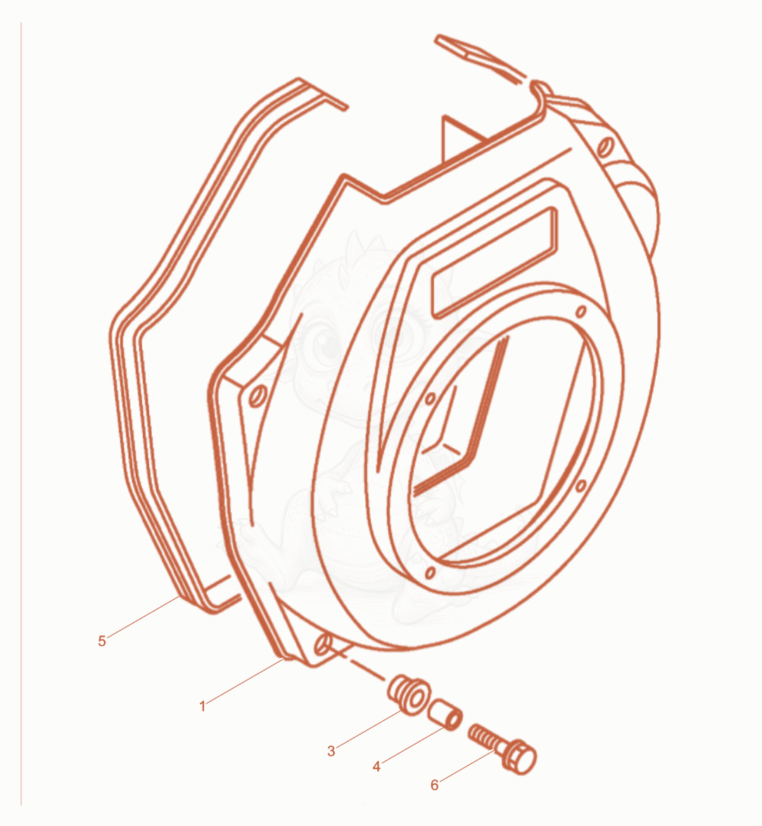 Exploded parts diagram of the Blower housing of a Wacker Neuson RD10YEHFLRC, with numbered balloons