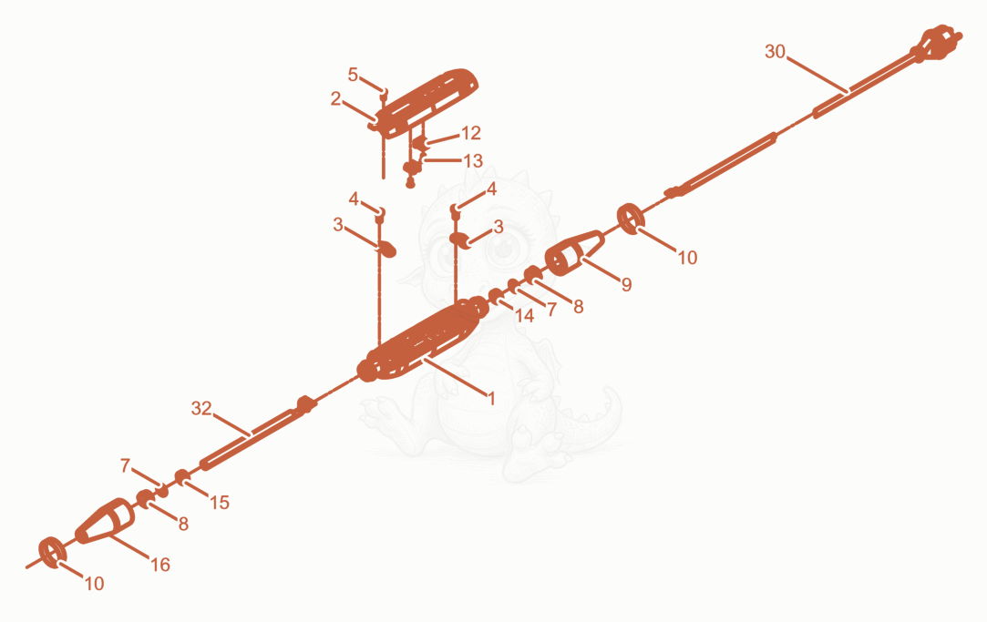 Exploded parts diagram of the Power cable with bodyguard of a Wacker Neuson ARFU26/6/115UK, with numbered balloons