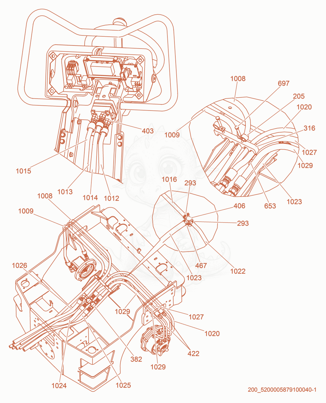Exploded parts diagram of the Steering Hydraulic System of a Wacker Neuson RD27-120, with numbered balloons