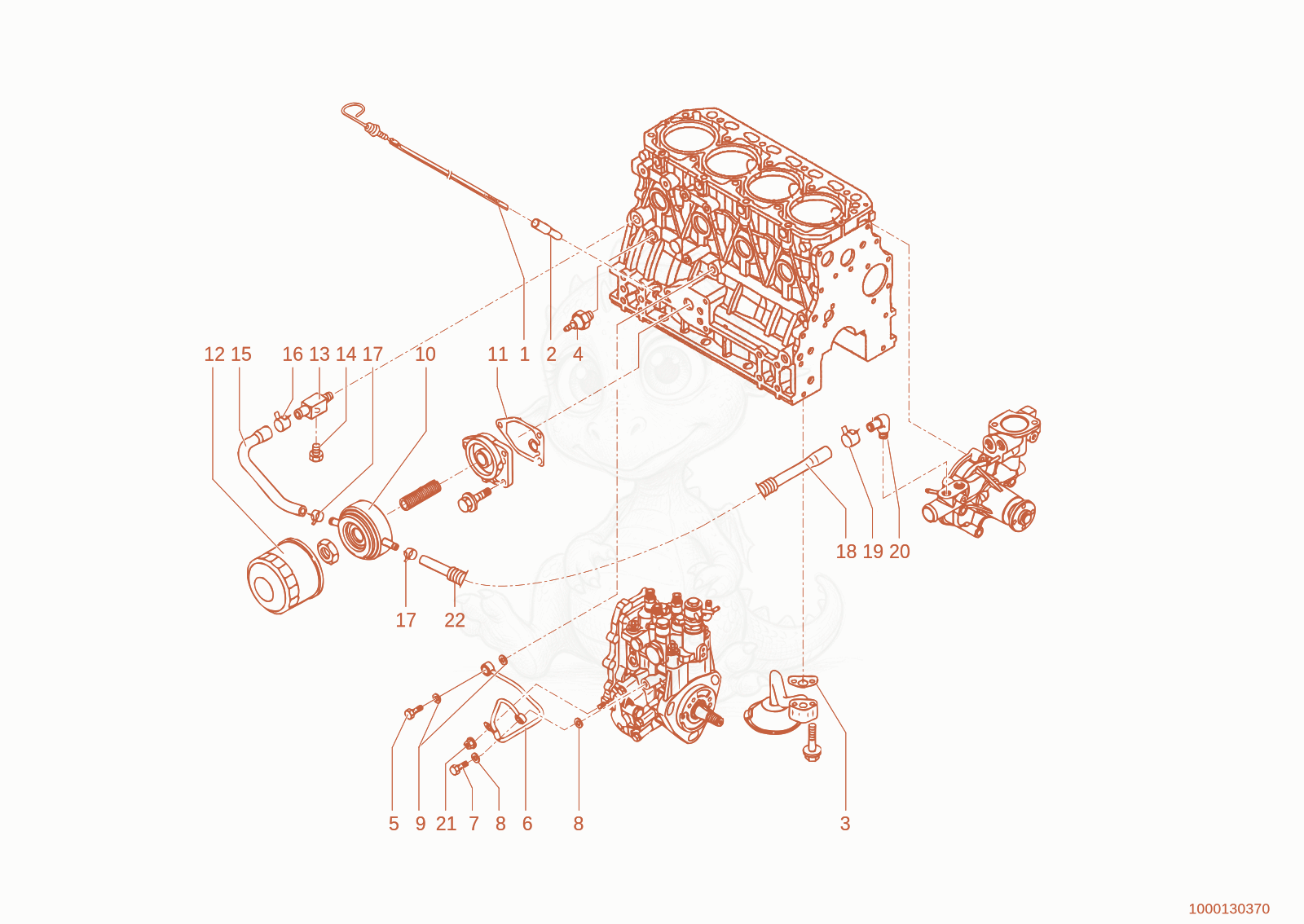 Exploded parts diagram of the Lubricating oil of a Wacker Neuson 280, with numbered balloons