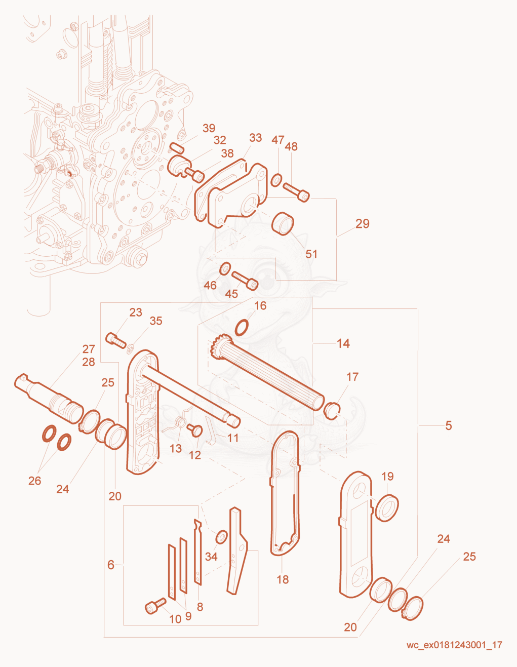 Exploded parts diagram of the Starting Handle of a Wacker Neuson RD7H-S, with numbered balloons