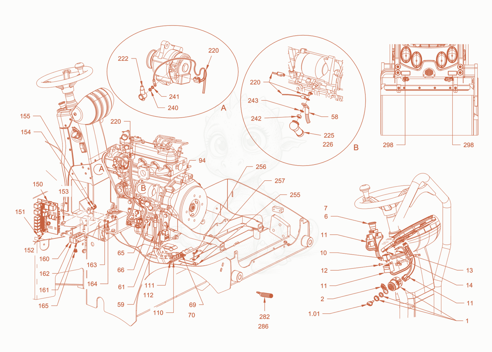 Exploded parts diagram of the electrical system of a Wacker Neuson RD18-100C, with numbered balloons