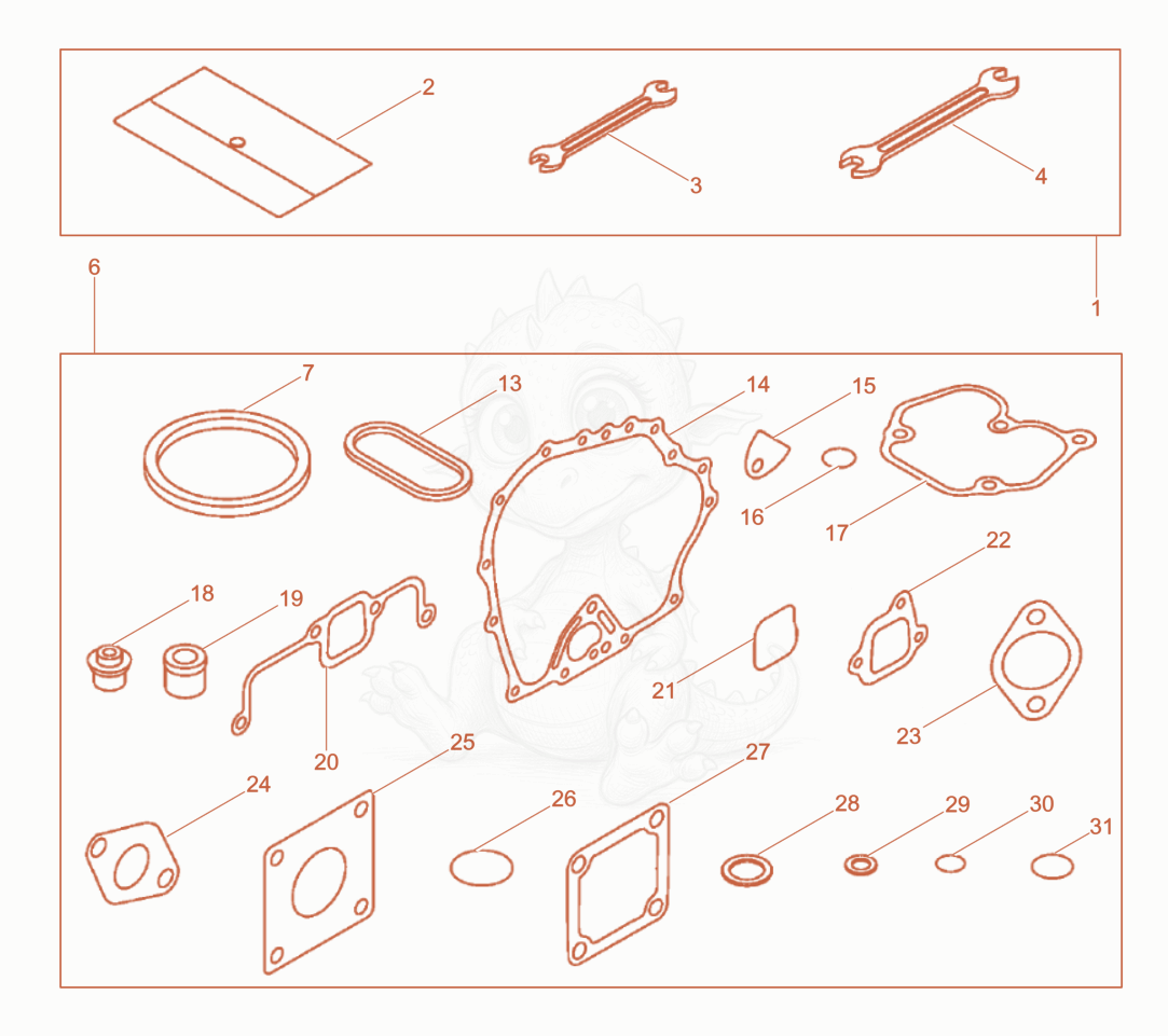 Despiece del Gasket set, Tool de una máquina Wacker Neuson DS70Y13INLRC, con globos numerados