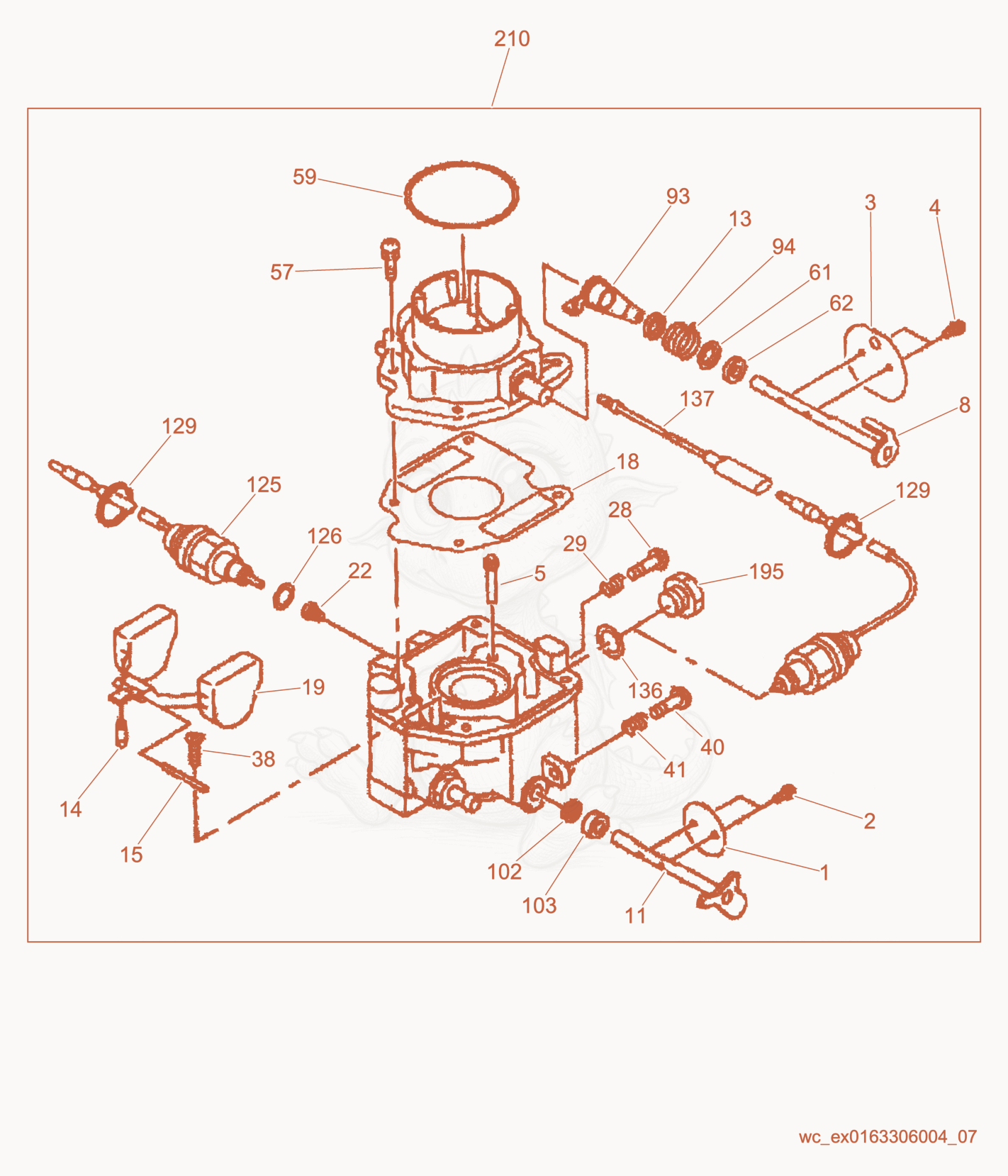 Exploded parts diagram of the Carburetor cpl. of a Wacker Neuson RD12-90, with numbered balloons
