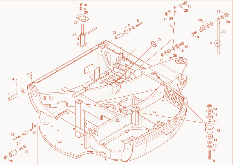 Exploded parts diagram of the CUSHION CABIN of a Wacker Neuson 6503-2, with numbered balloons