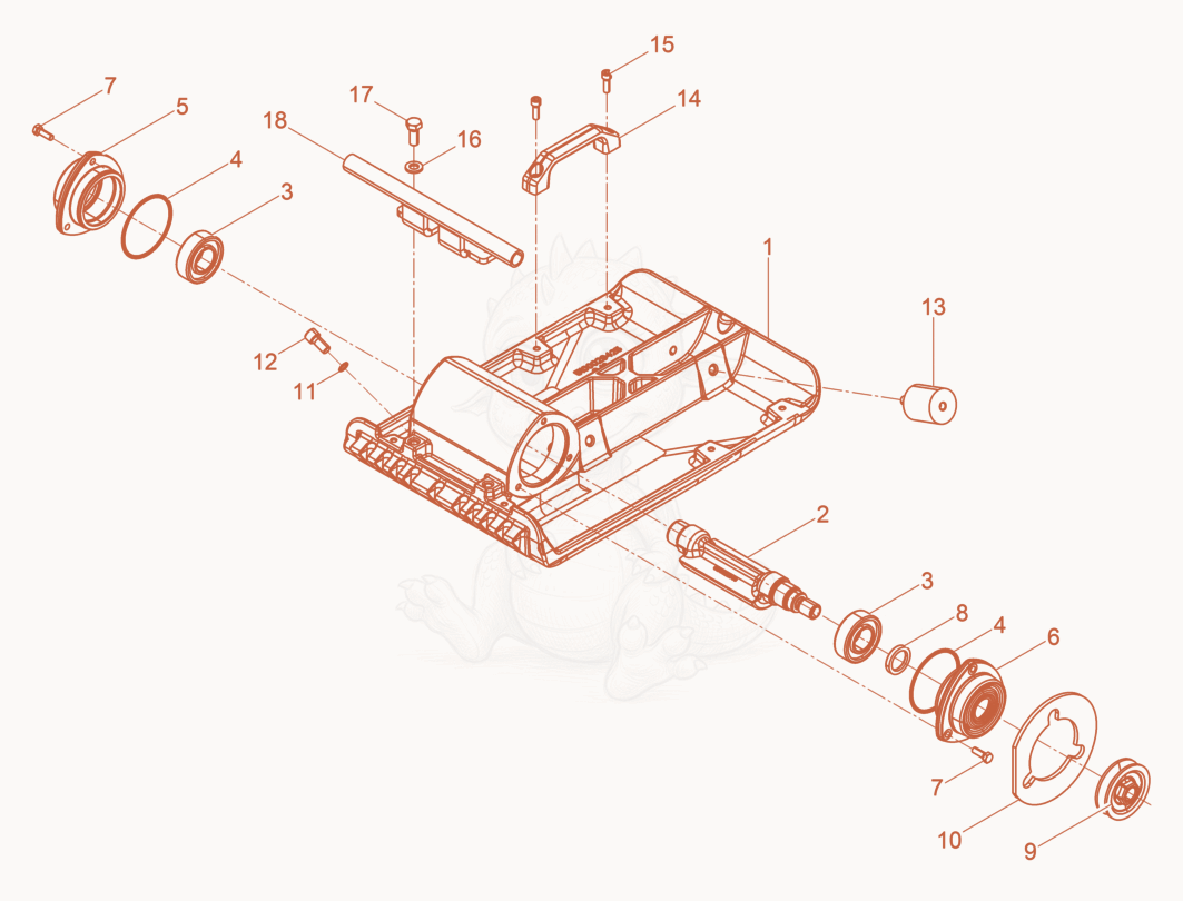 Despiece del Baseplate cpl. de una máquina Wacker Neuson VP1340AWLOXAM, con globos numerados