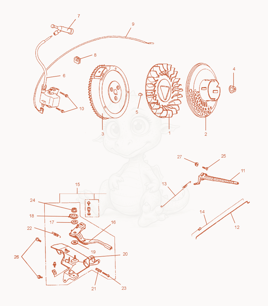 Despiece del Fan Wheel de una máquina Wacker Neuson BPU2950A, con globos numerados