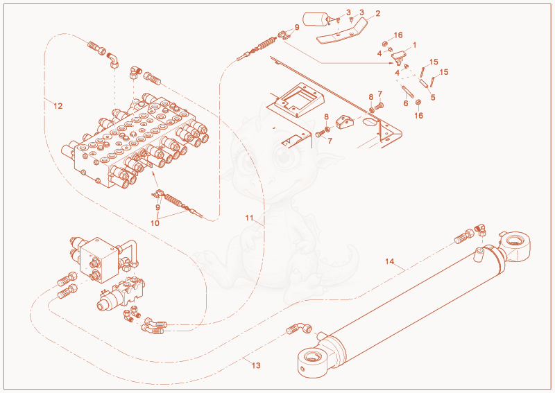 Exploded parts diagram of the SWIVEL CYLINDER OPERATION of a Wacker Neuson 38Z3, with numbered balloons