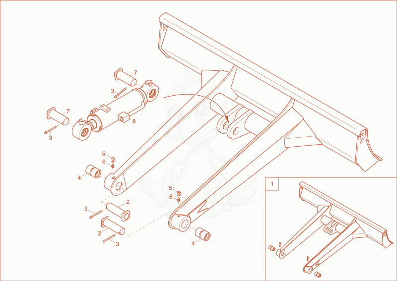 Exploded parts diagram of the dozer blade of a Wacker Neuson EZ38, with numbered balloons