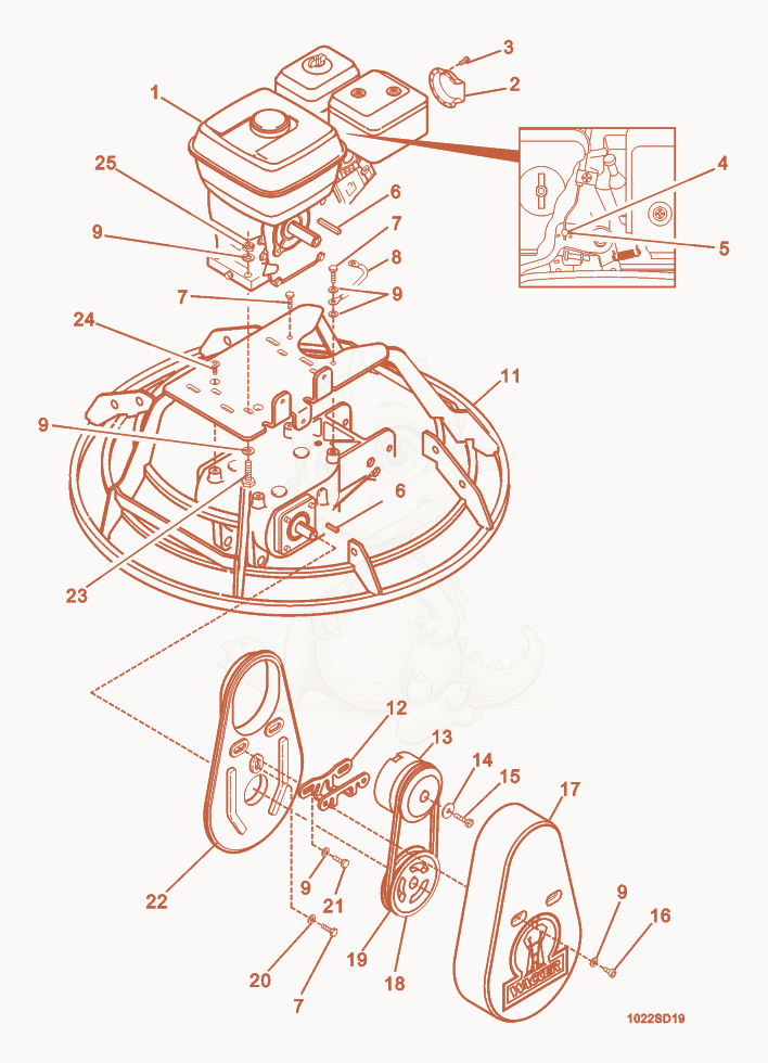 Exploded parts diagram of the Drive System/Engine of a Wacker Neuson CT30ADT, with numbered balloons