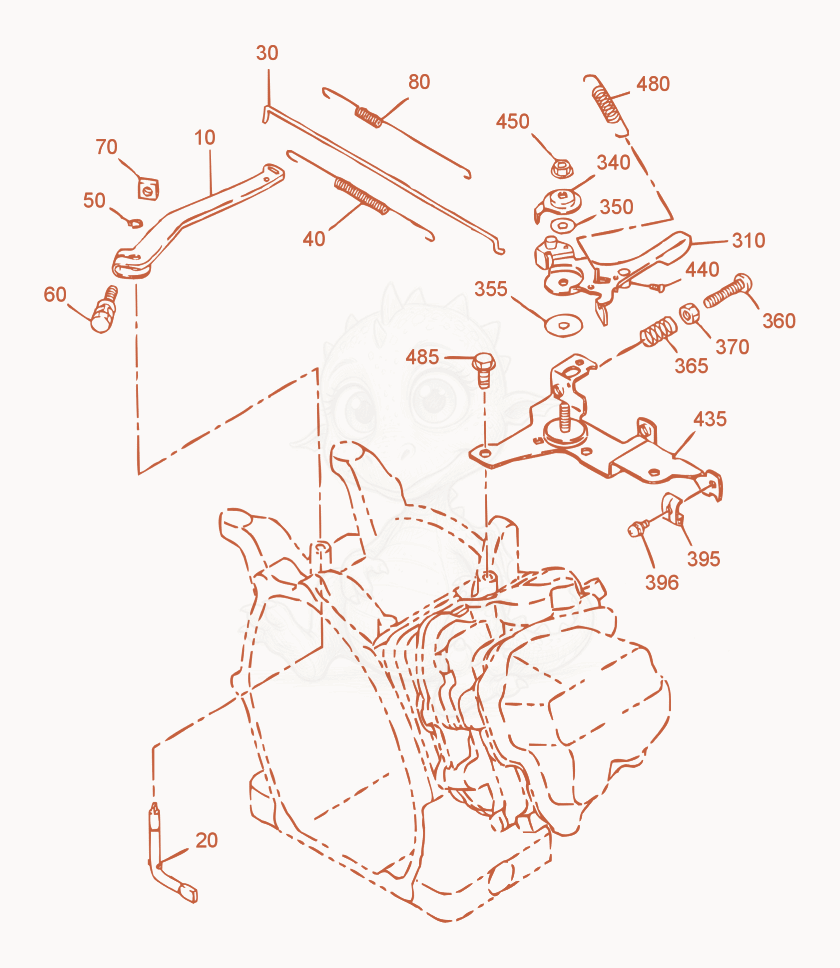 Exploded parts diagram of the Governor Lever of a Wacker Neuson PT2, with numbered balloons