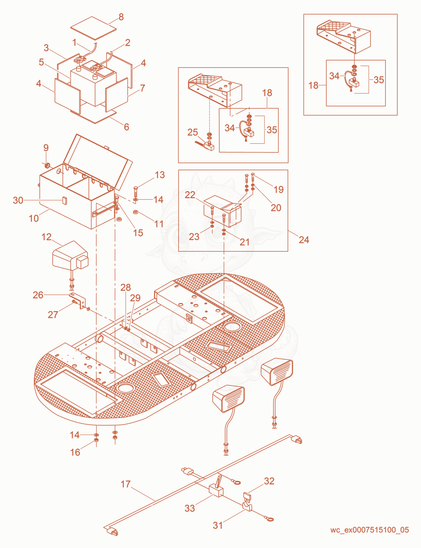 Exploded parts diagram of the Electrical of a Wacker Neuson CRT46KHO, with numbered balloons