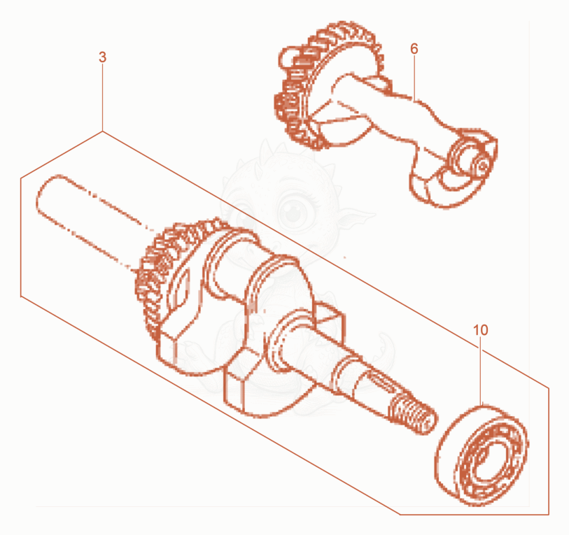 Exploded parts diagram of the Crankshaft of a Wacker Neuson GV7003A, with numbered balloons