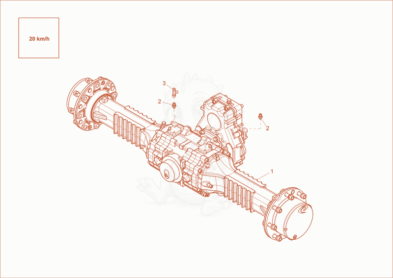 Exploded parts diagram of the REAR AXLE of a Wacker Neuson EW65, with numbered balloons