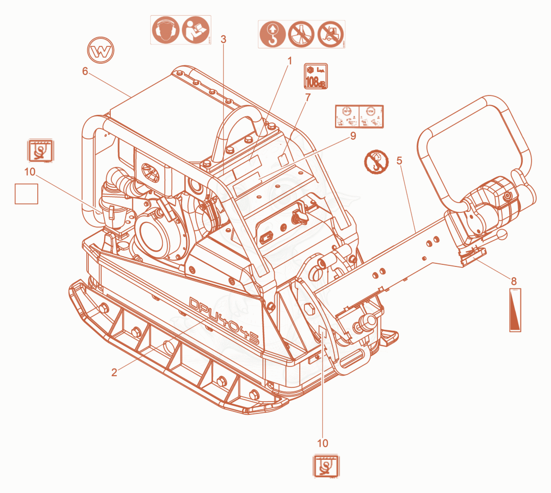 Exploded parts diagram of the Labels of a Wacker Neuson DPU4045YE, with numbered balloons