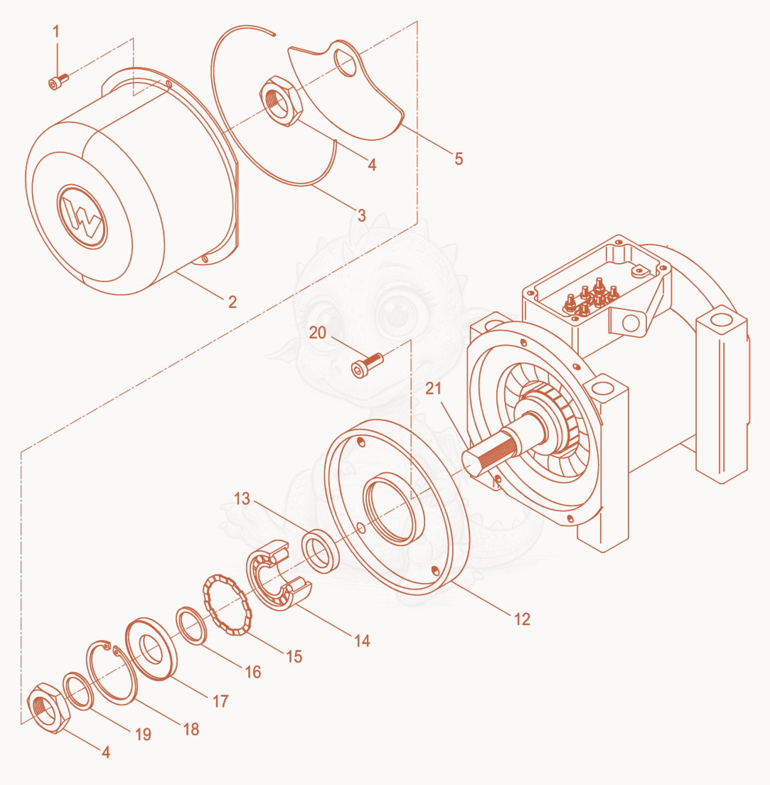 Exploded parts diagram of the External Vibrator cpl. of a Wacker Neuson AR54/3/200/400, with numbered balloons
