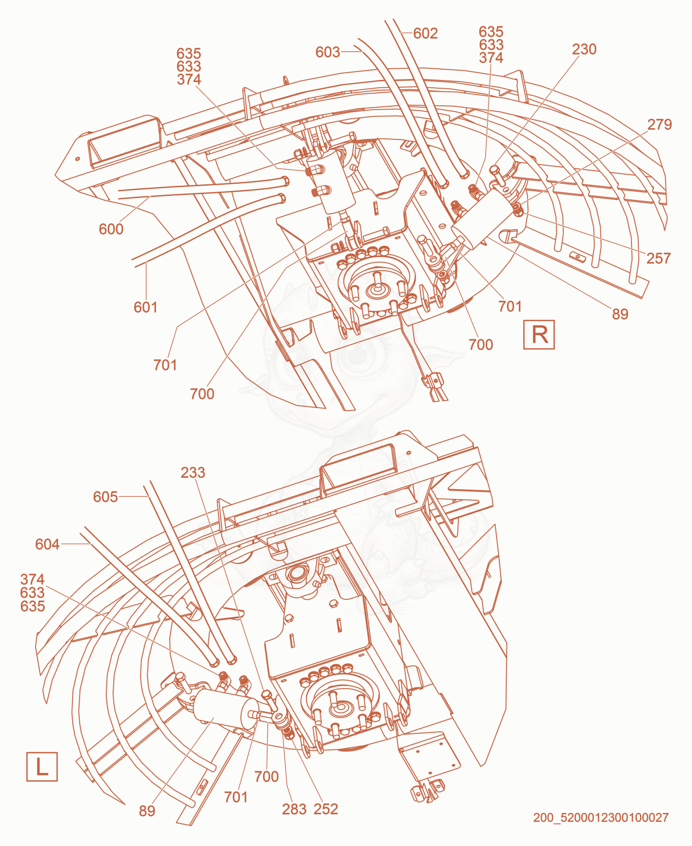 Exploded parts diagram of the Steering Hydraulic System of a Wacker Neuson CRT60-74L, with numbered balloons