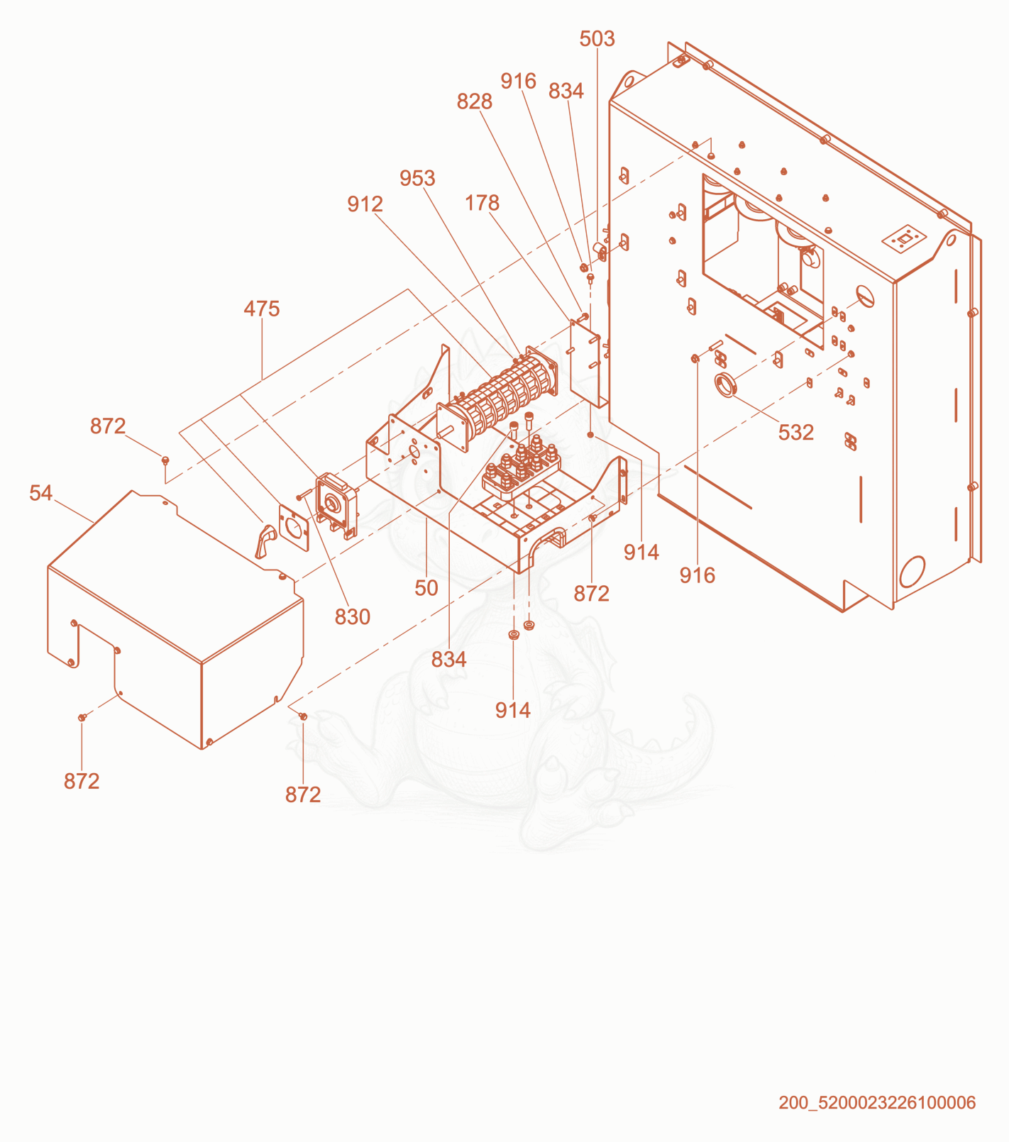 Exploded parts diagram of the Voltage Selector Switch Box of a Wacker Neuson G70, with numbered balloons