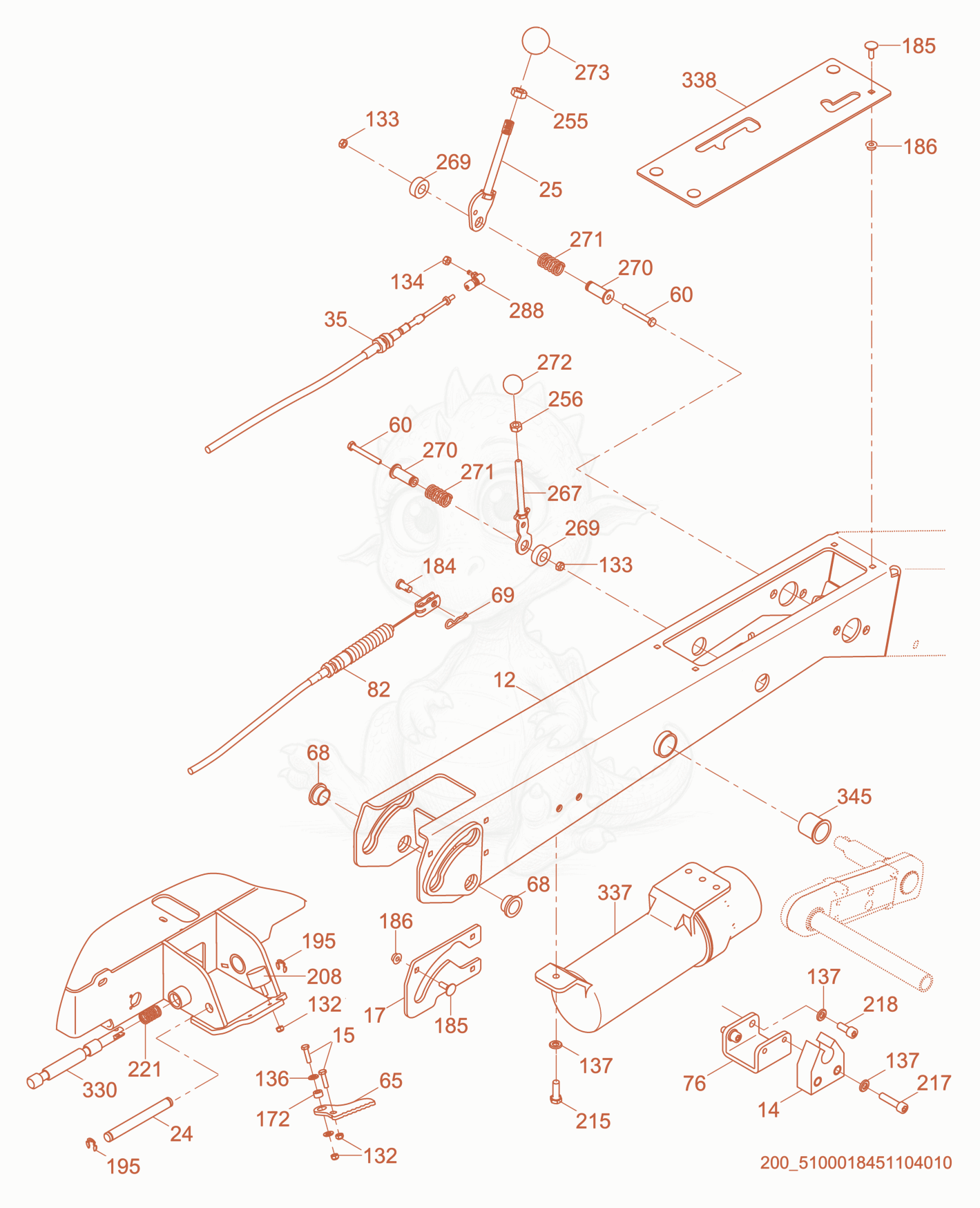 Exploded parts diagram of the Lower Handle cpl. of a Wacker Neuson RD7HE, with numbered balloons