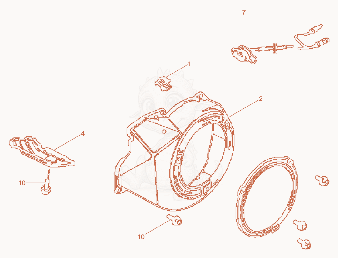 Exploded parts diagram of the Fan hood of a Wacker Neuson BPU5045A, with numbered balloons