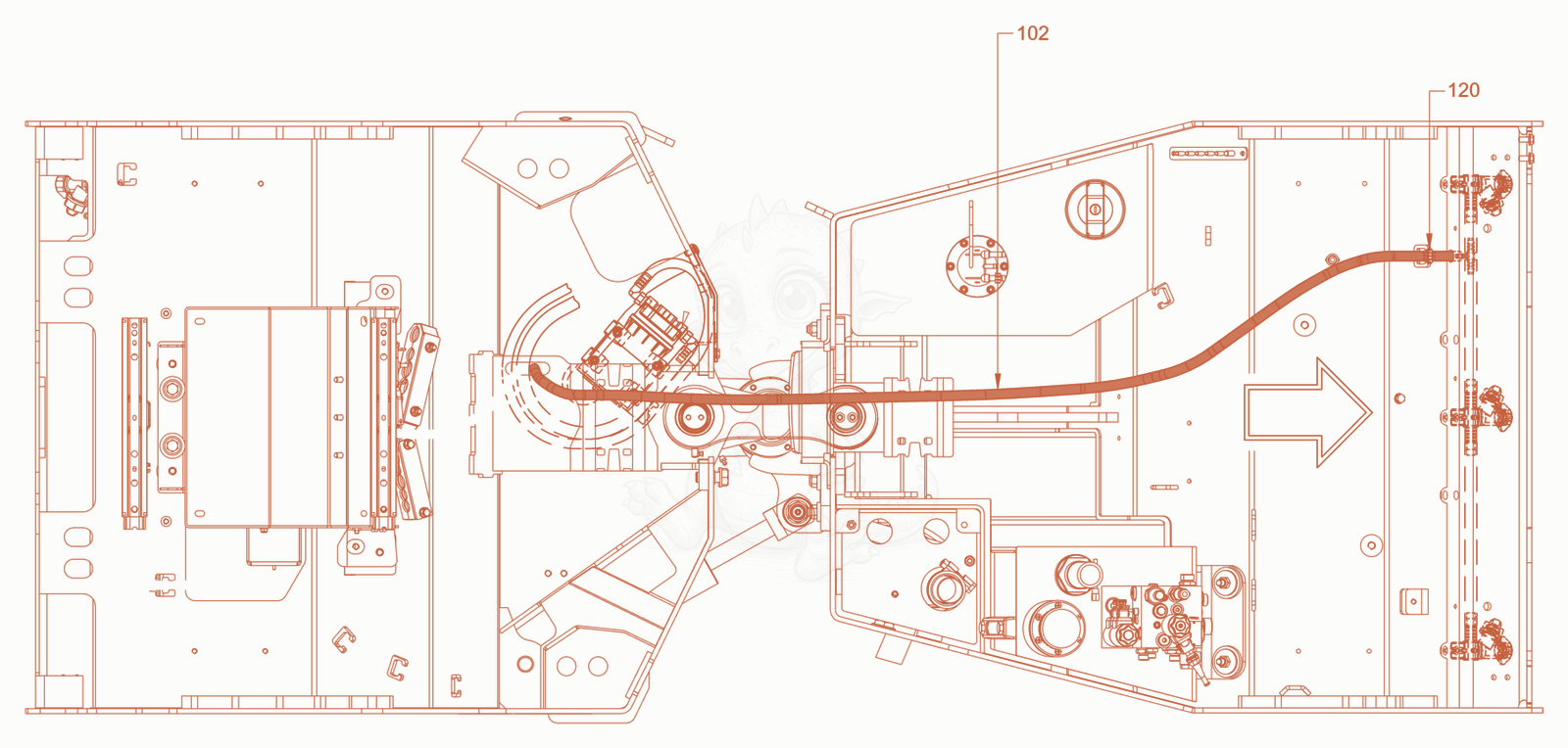 Exploded parts diagram of the sprinkling of a Wacker Neuson RD28-120CCN, with numbered balloons