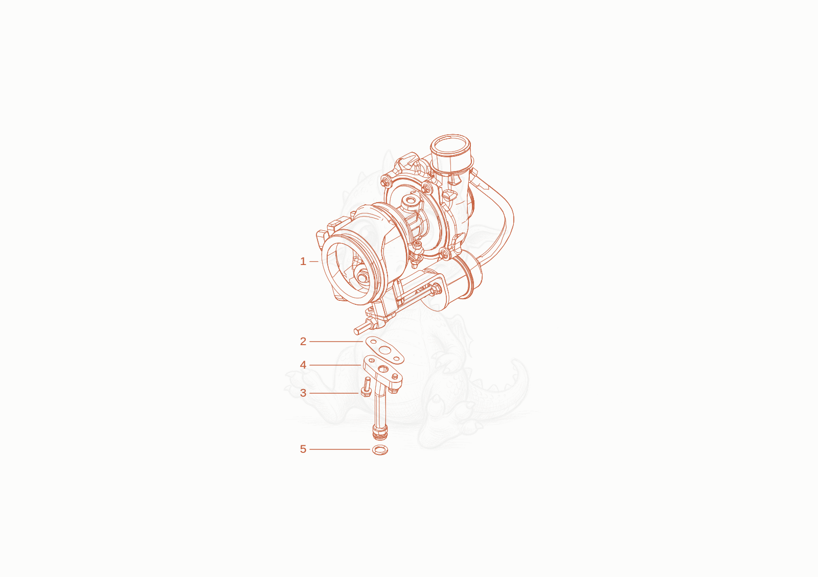 Exploded parts diagram of the turbo charger of a Wacker Neuson WL34, with numbered balloons