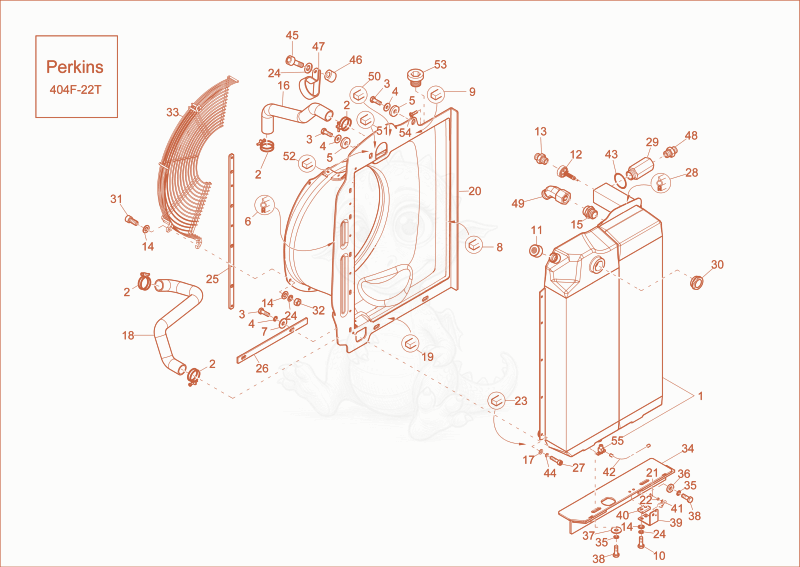 Exploded parts diagram of the combicooler of a Wacker Neuson EW65, with numbered balloons