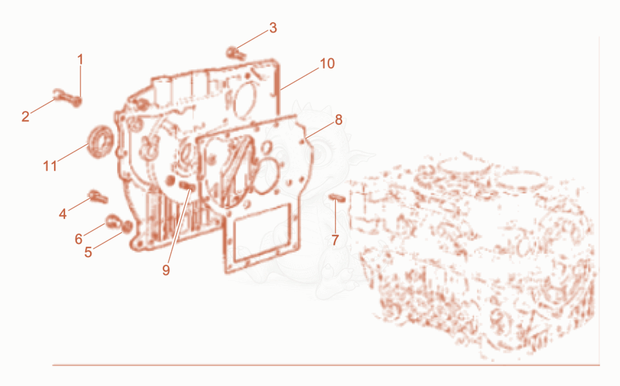 Despiece del Crankcase cover de una máquina Wacker Neuson DPU100-70, con globos numerados