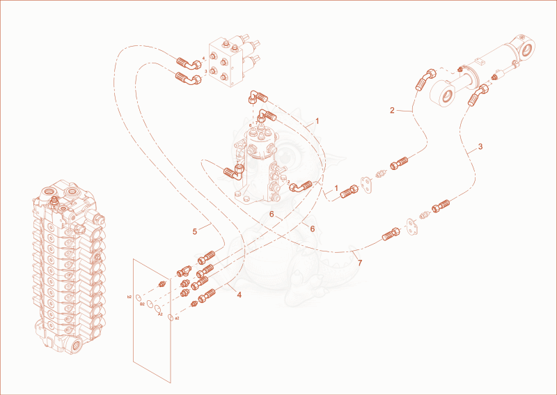 Exploded parts diagram of the DOZER BLADE OPERATION of a Wacker Neuson ET65, with numbered balloons