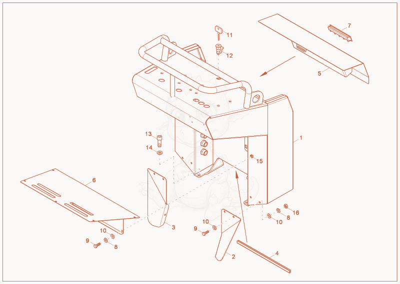 Exploded parts diagram of the pilot stand of a Wacker Neuson TD09, with numbered balloons