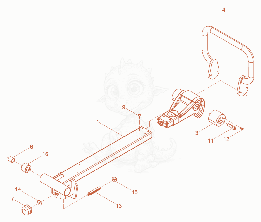 Exploded parts diagram of the Center Pole cpl. of a Wacker Neuson DPU3050HWUSARMY, with numbered balloons