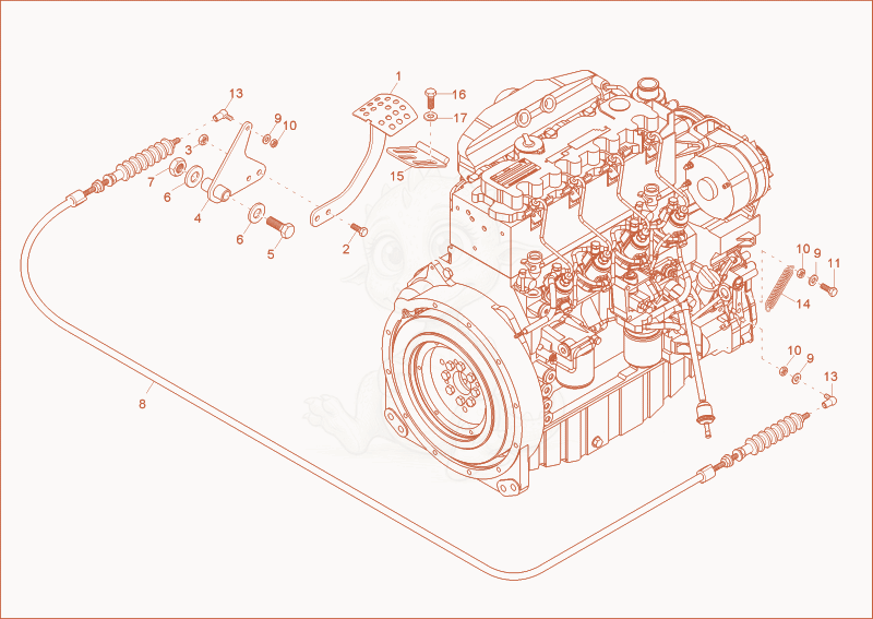 Exploded parts diagram of the speed actuating of a Wacker Neuson 6001, with numbered balloons