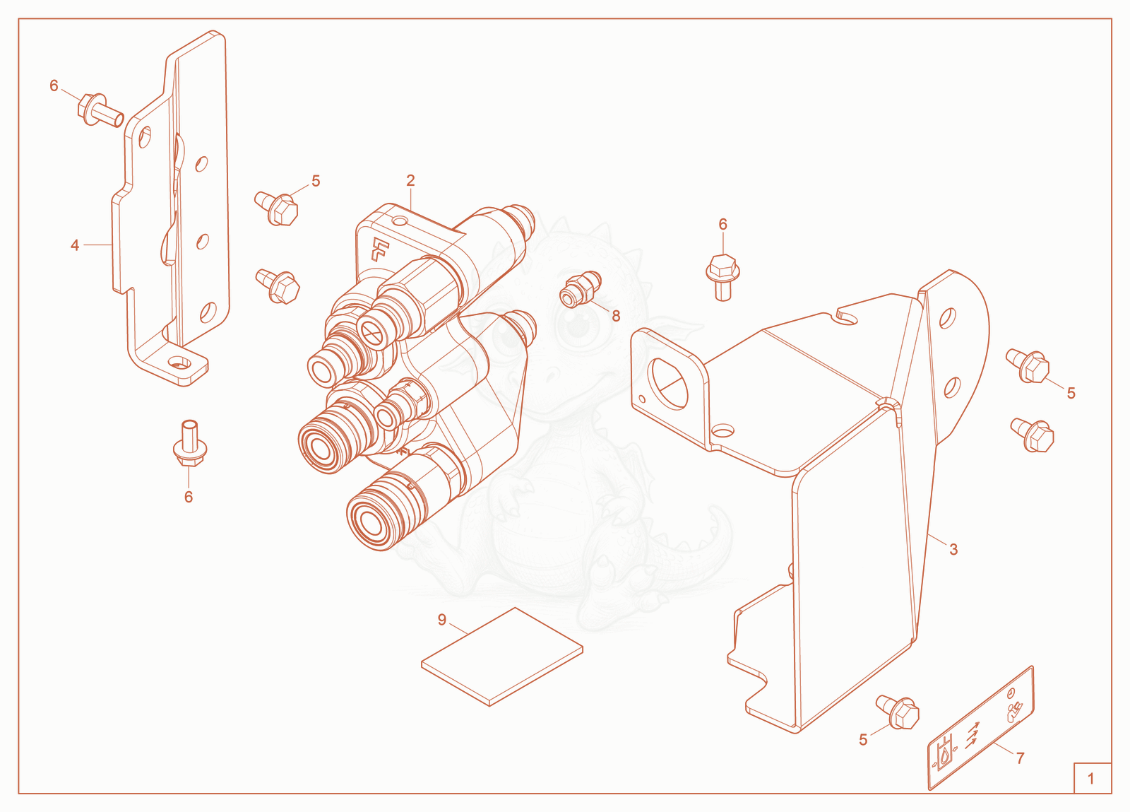 Exploded parts diagram of the Kit—High Flow Auxiliary Coupler of a Wacker Neuson ST35(S06-4), with numbered balloons
