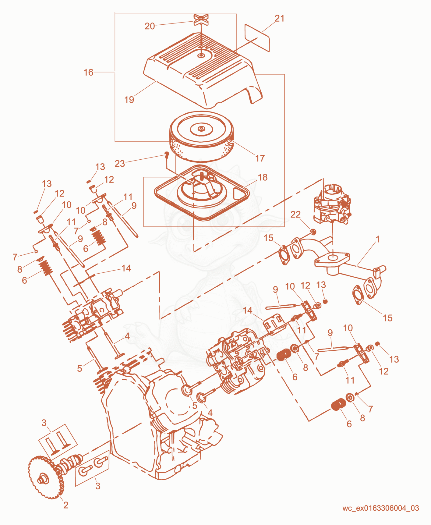 Exploded parts diagram of the Intake/Exhaust of a Wacker Neuson RD12-90, with numbered balloons