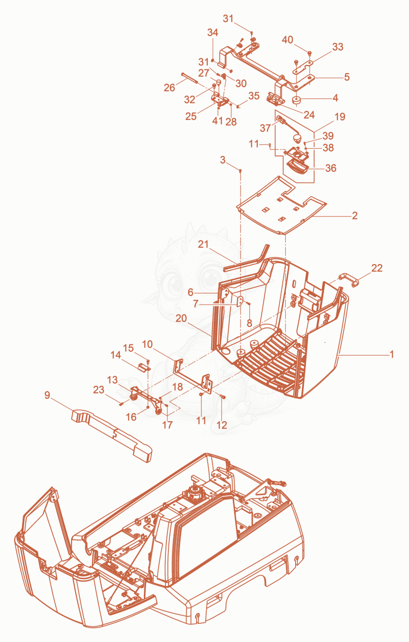 Exploded parts diagram of the Bonnet rear of a Wacker Neuson DPU130LECH/US, with numbered balloons