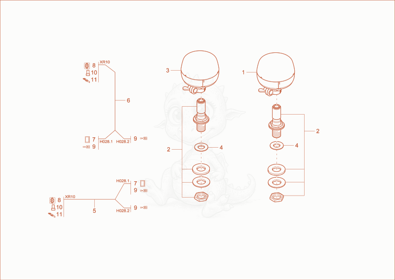 Exploded parts diagram of the ROTATING BEACON (OPTION) of a Wacker Neuson DW60-2, with numbered balloons
