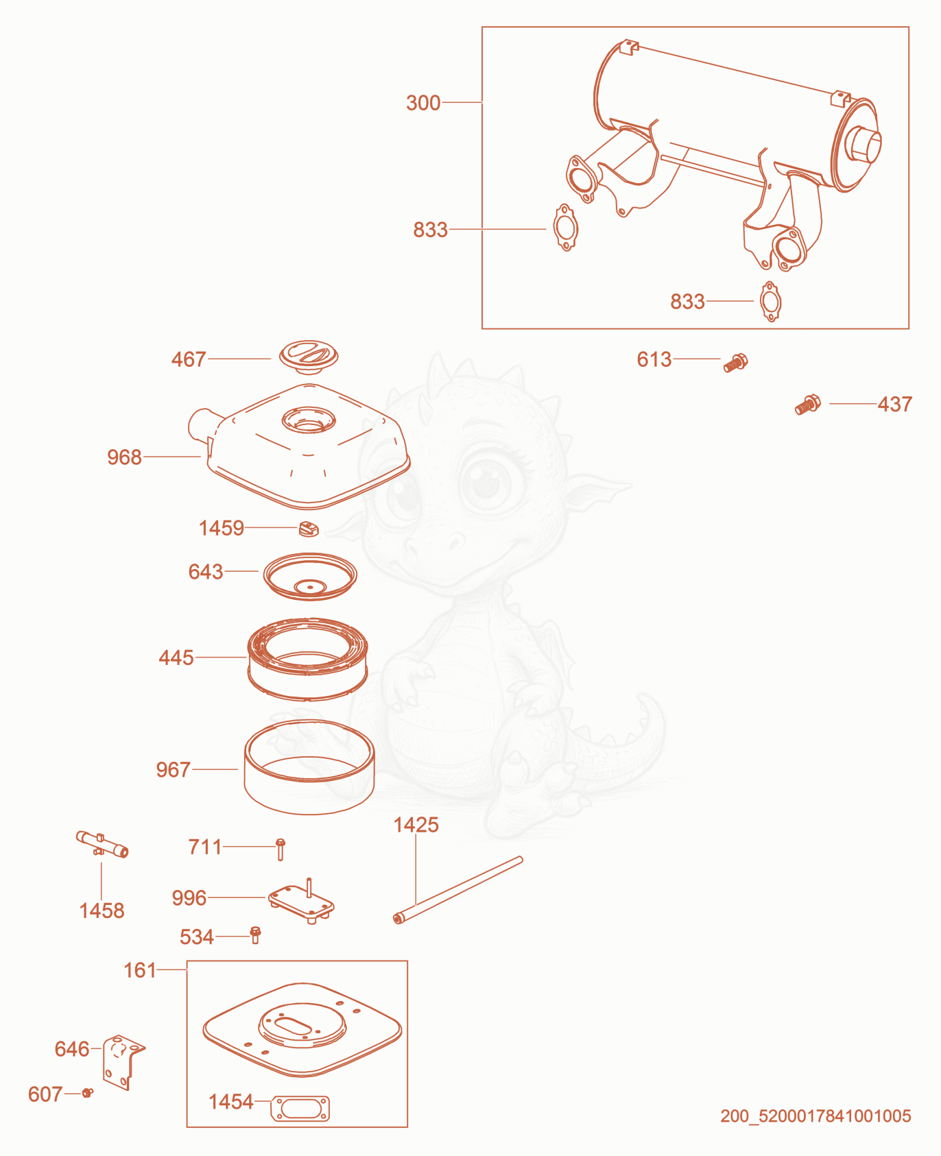 Exploded parts diagram of the Air Cleaner of a Wacker Neuson CRT48-35V-PS, with numbered balloons
