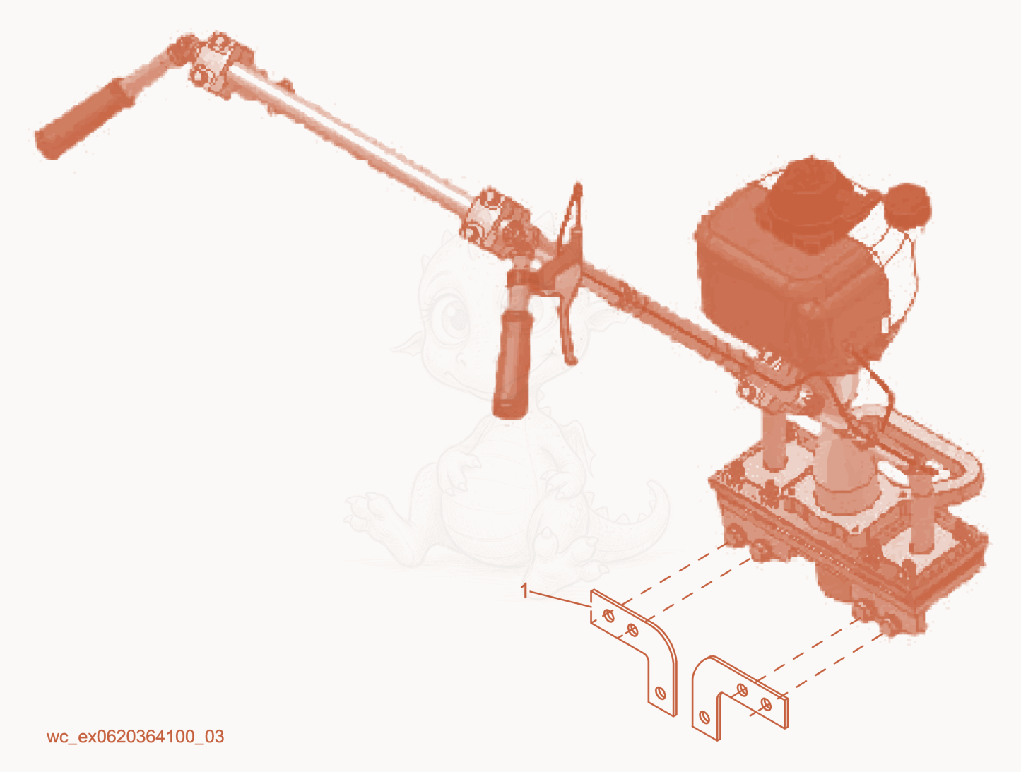 Exploded parts diagram of the Adapter bracket of a Wacker Neuson P35A, with numbered balloons