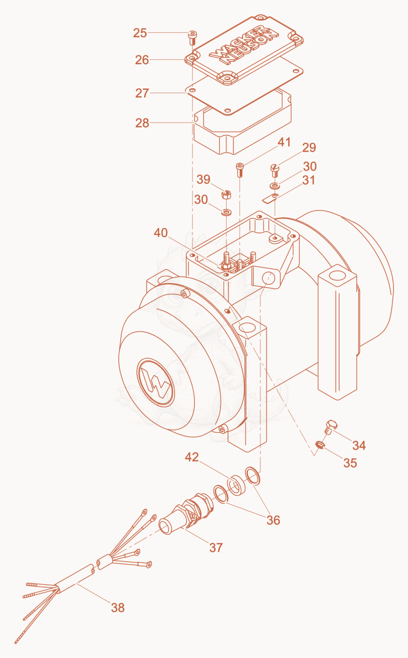 Exploded parts diagram of the External Vibrator cpl. of a Wacker Neuson AR54/4,5/042, with numbered balloons