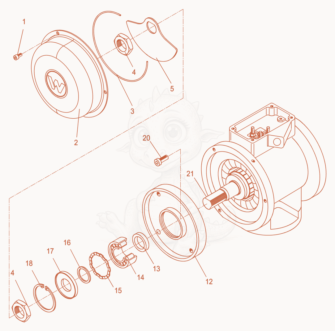 Exploded parts diagram of the External Vibrator cpl. of a Wacker Neuson AR51/6/055, with numbered balloons