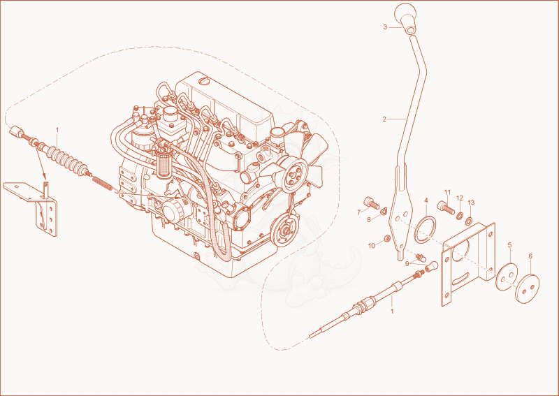 Exploded parts diagram of the speed actuating of a Wacker Neuson 6502WD, with numbered balloons
