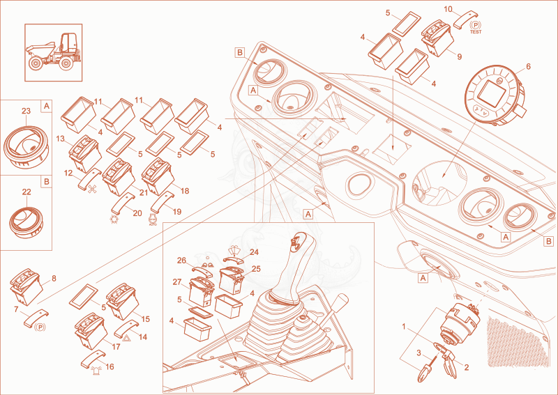 Exploded parts diagram of the Instrument panel (OPTION) of a Wacker Neuson DW40, with numbered balloons