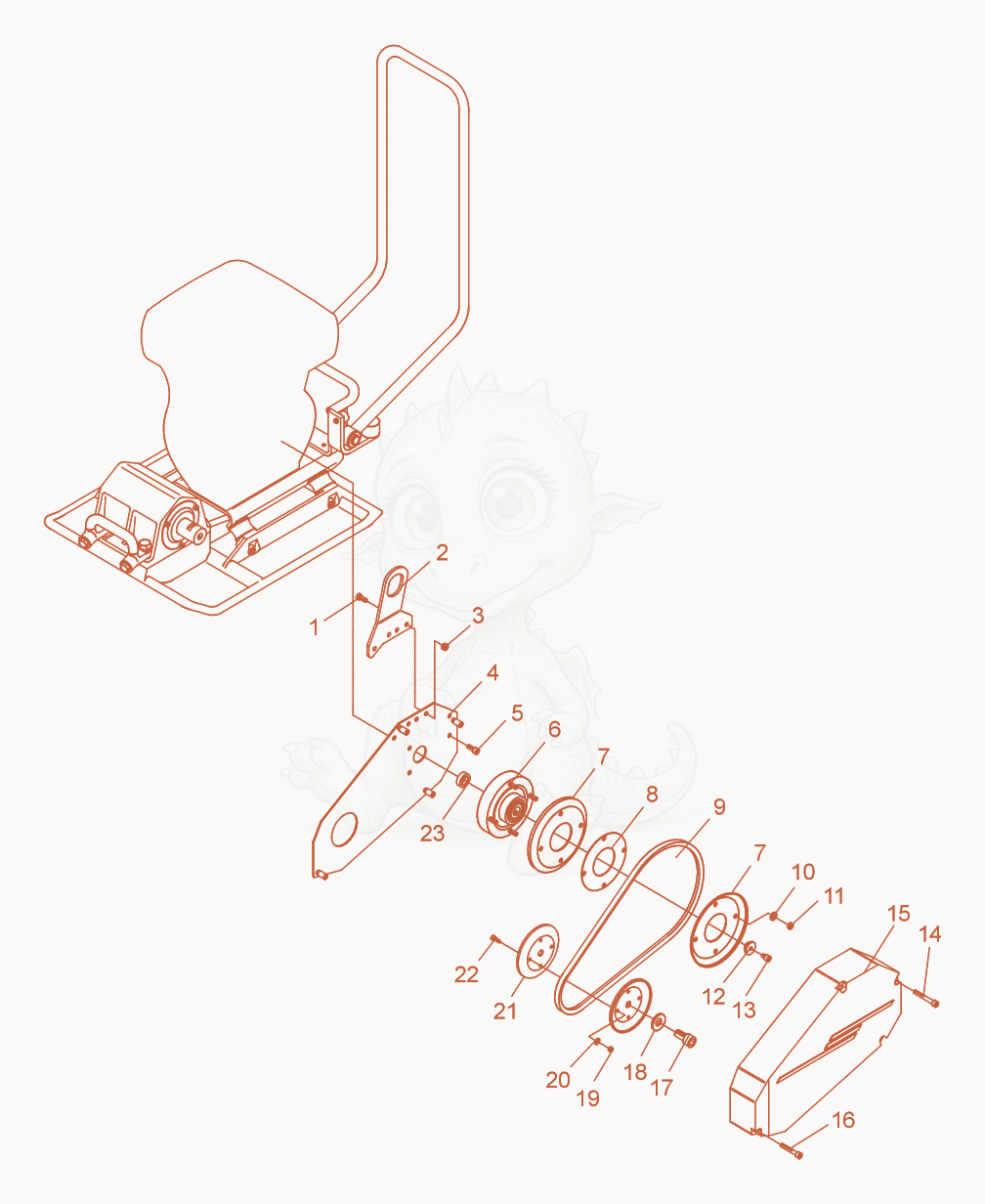 Exploded parts diagram of the Vibratory Plate cpl. of a Wacker Neuson DPS1850Y, with numbered balloons