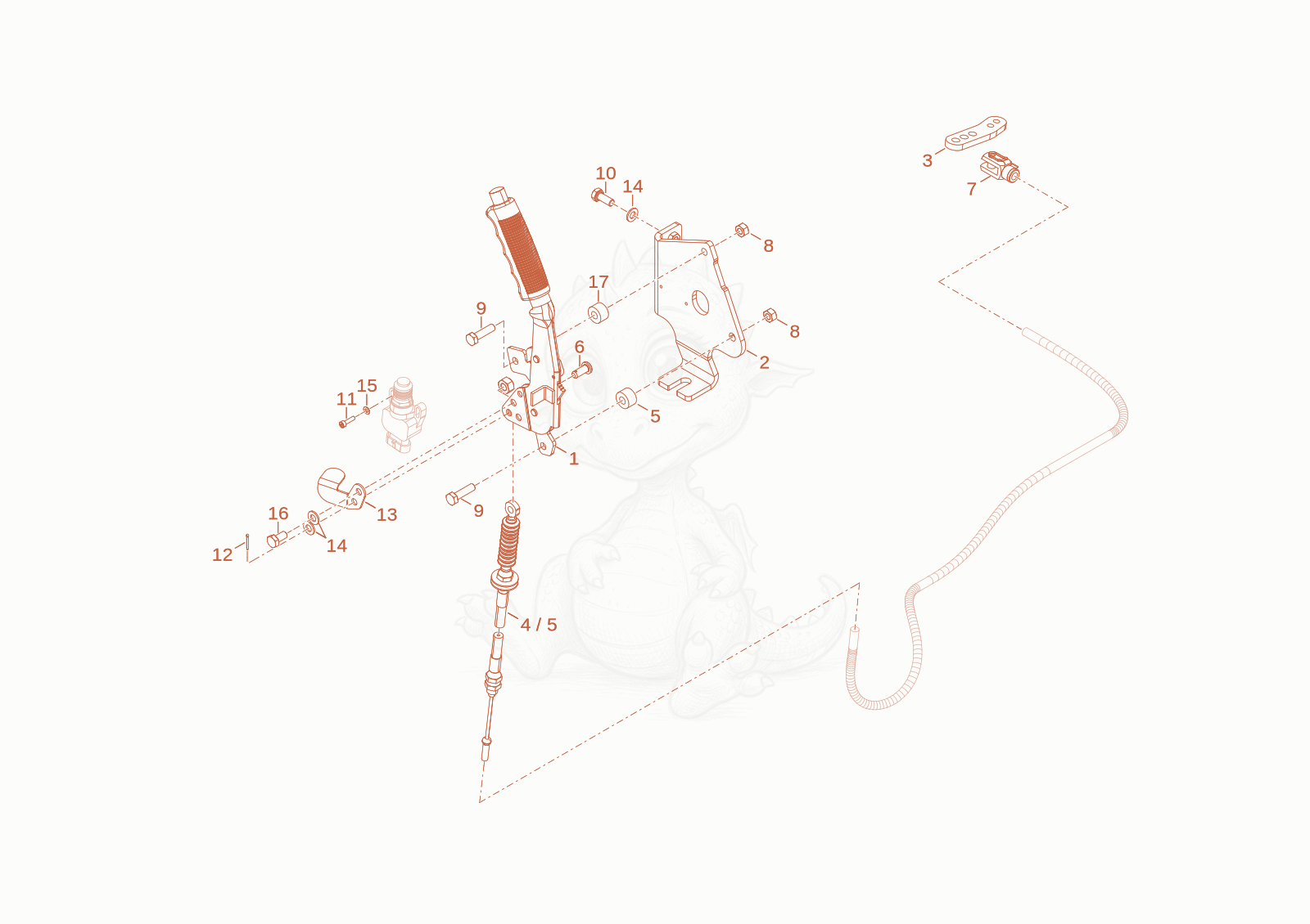 Exploded parts diagram of the parking brake of a Wacker Neuson TH522STAGEV, with numbered balloons