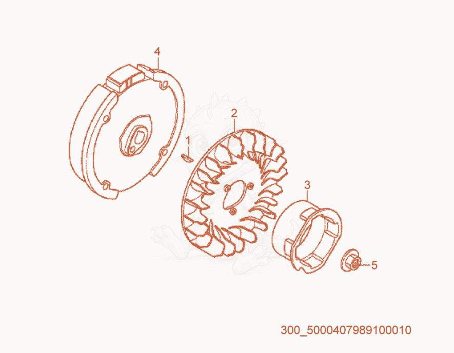 Exploded parts diagram of the Flywheel of a Wacker Neuson MP15A, with numbered balloons