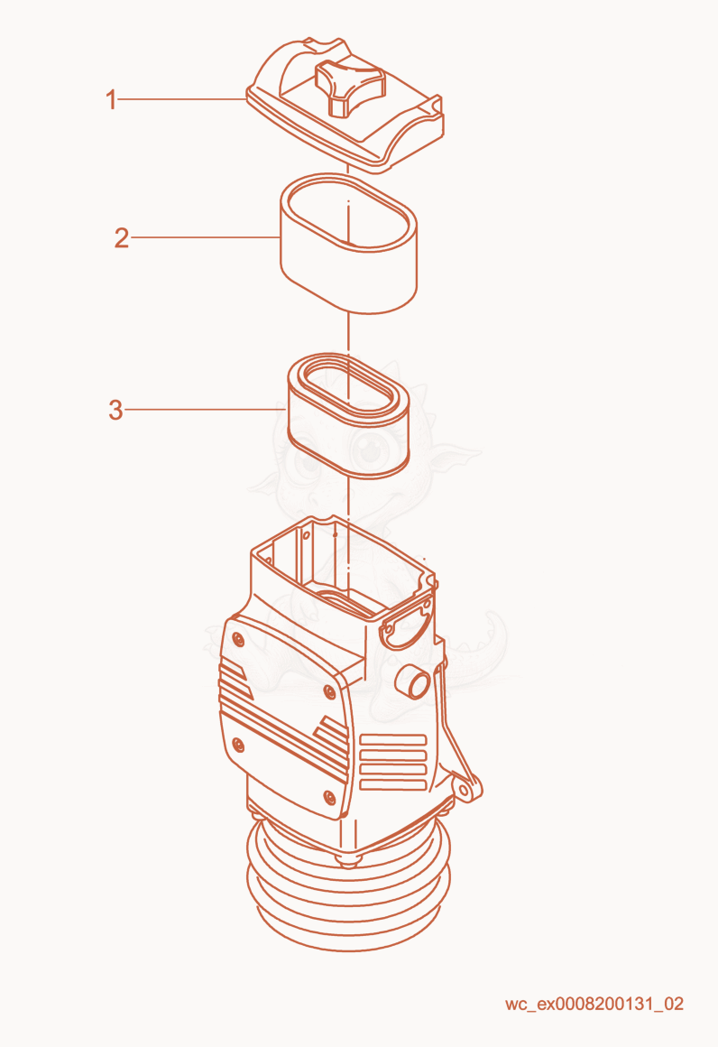 Exploded parts diagram of the Air Cleaner of a Wacker Neuson DS720, with numbered balloons