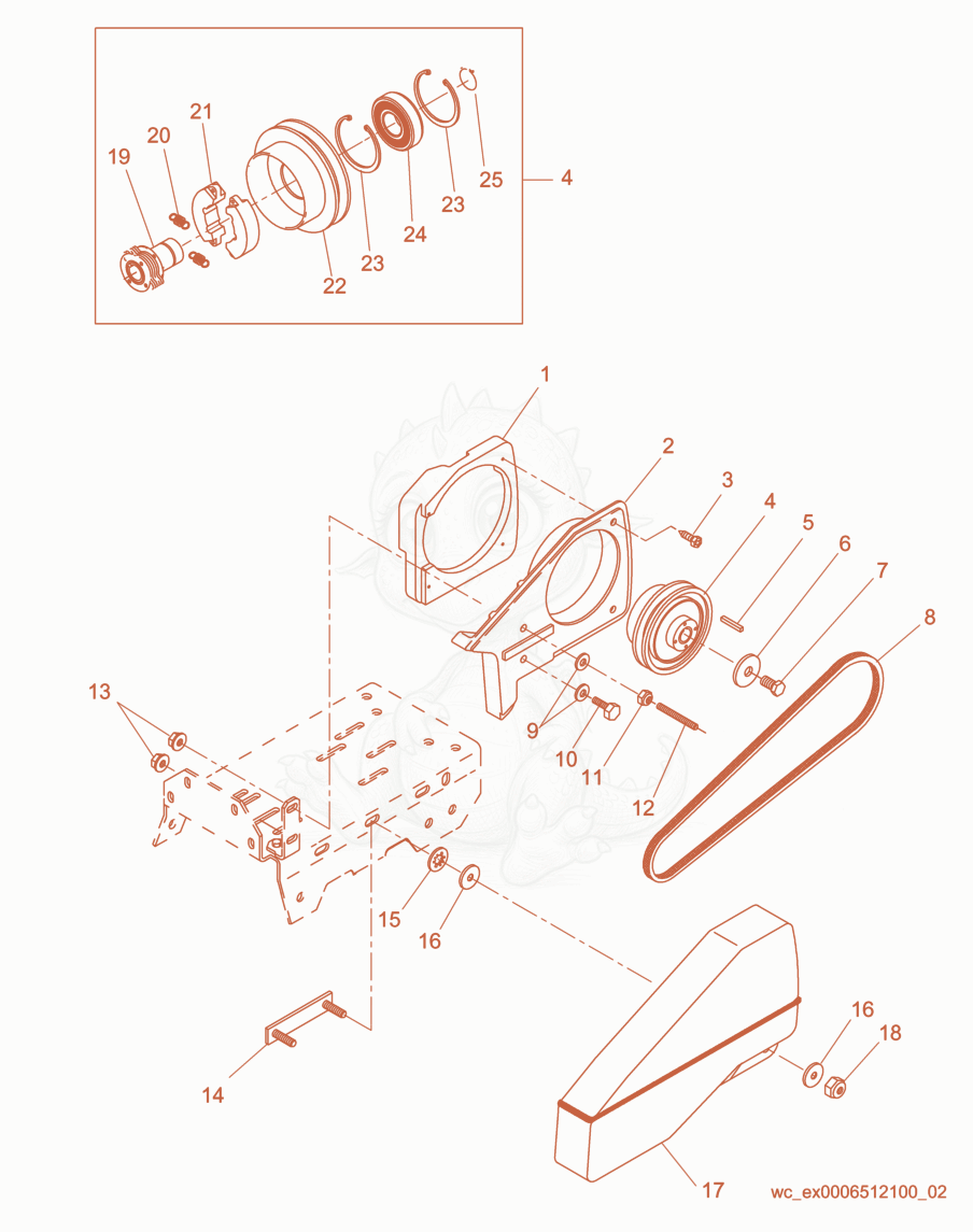 Exploded parts diagram of the Drive cpl. of a Wacker Neuson VPR1330, with numbered balloons