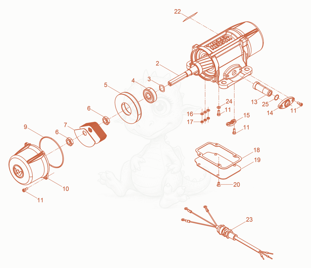 Exploded parts diagram of the External Vibrator cpl. of a Wacker Neuson AR26/3,6/120W, with numbered balloons